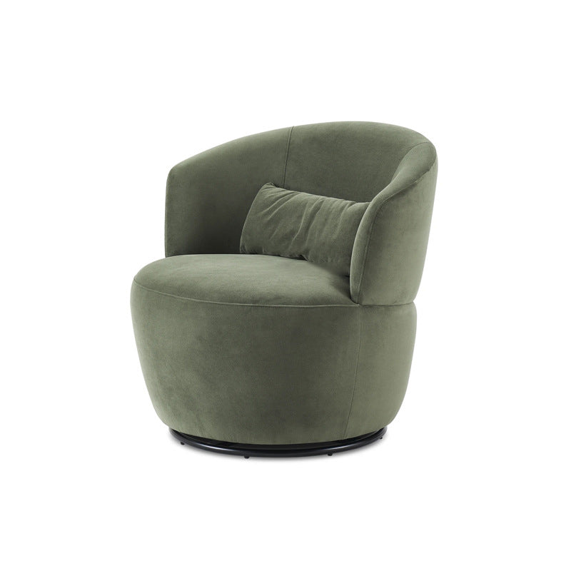 Modern Minimalist Round Cushion Sherpa Fabric Solid Wood Sponge Accent Chair Backrest Armrest For Living Room