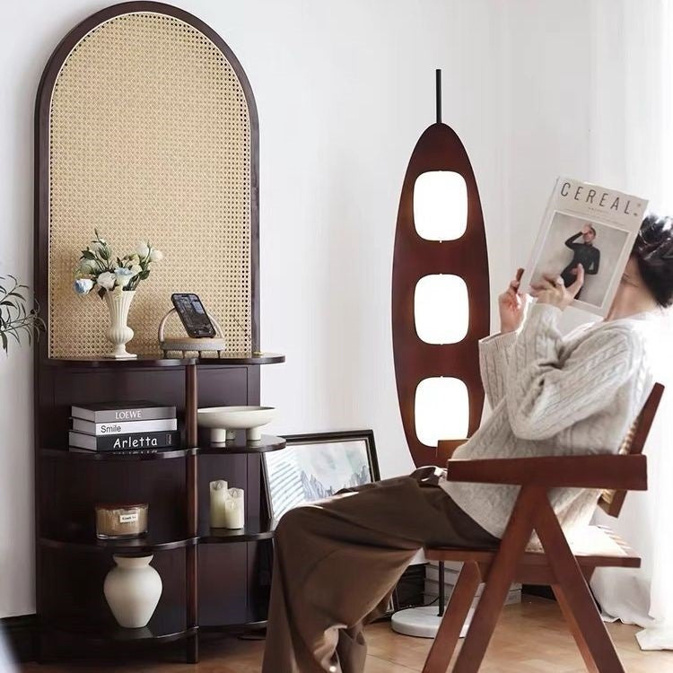 Traditional Chinese Rectangular Rubberwood Solid Wood Plastic Room Divider With Storage Shelf 2/4-Tier For Living Room