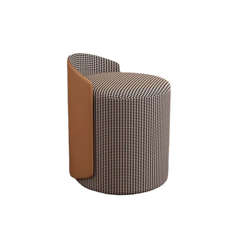 Modern Minimalist Cylindrical Fabric Tech Leather Iron Vanity Stool Backless Armless For Bedroom