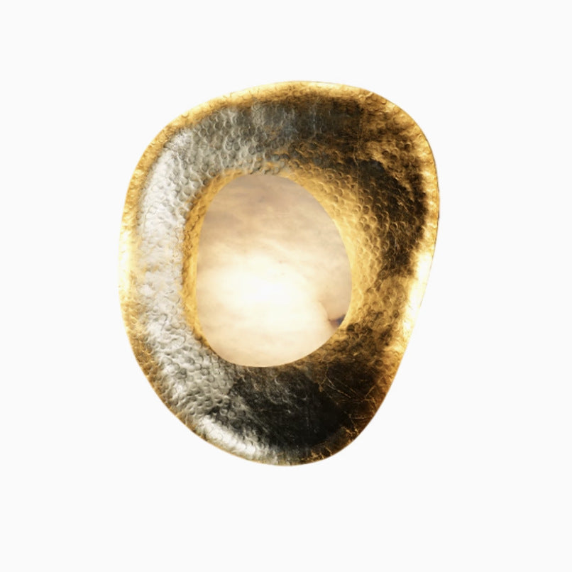 Traditional Vintage Round Copper Marble LED Wall Sconce Lamp for Bedroom