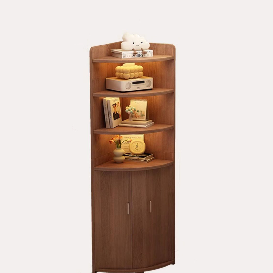 Modern Minimalist Fan-Shaped Engineered Wood Nightstand 6-Tier For Bedroom