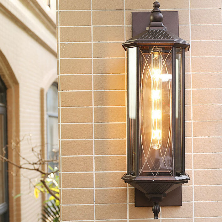 Traditional Vintage Transparent Cage Waterproof 1-Light Wall Sconce Lamp For Outdoor