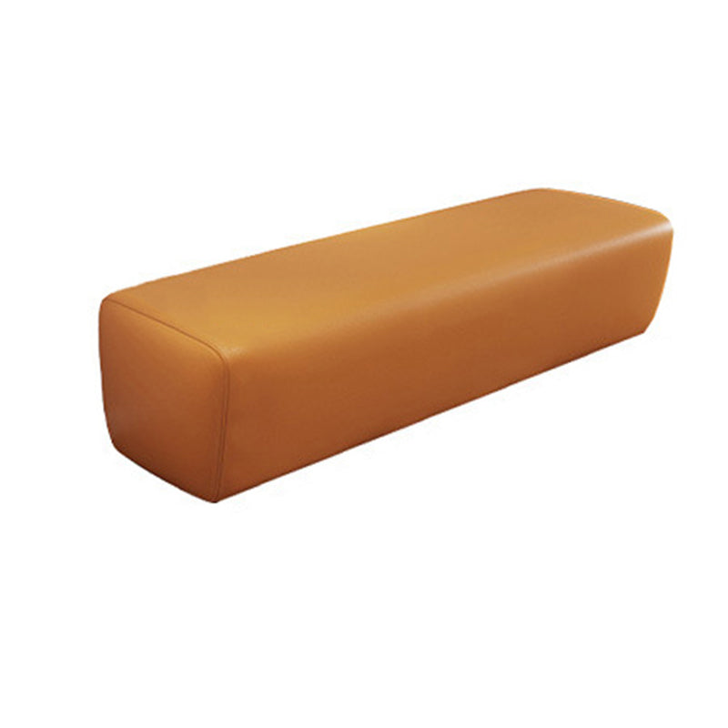 Modern Minimalist Solid Wood Faux Leather Rectangular Bench Backless For Entryway