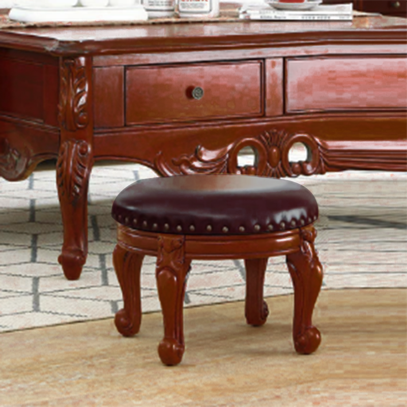 Modern Minimalist Solid Wood Sponge Cushion Microfiber PU Synthetic Leather Low Stool For Living Room