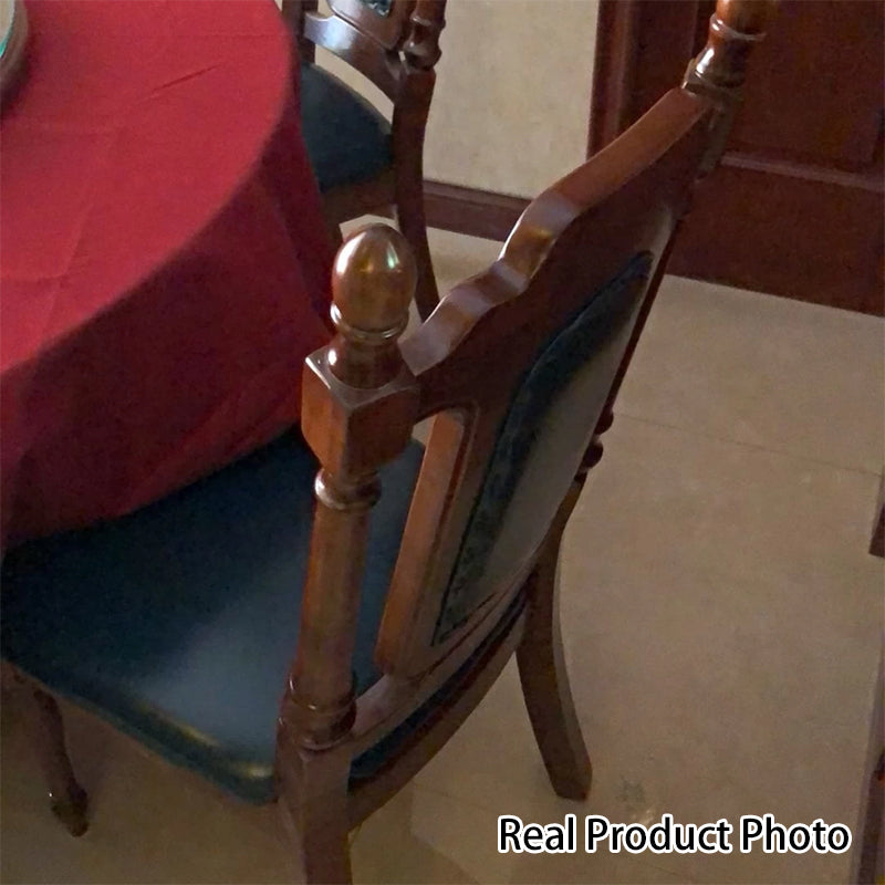 Traditional Vintage Curved Faux Oil Wax Leather Solid Wood Sponge Dining Chair Backrest For Dining Room