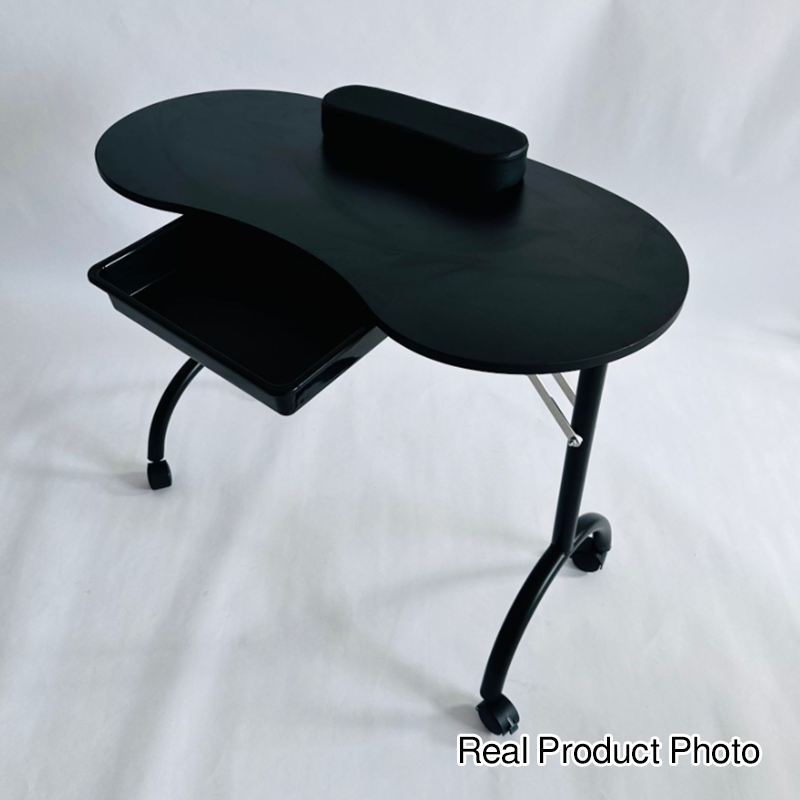 Modern Minimalist Oval Stainless Steel MDF Nail Desk 1-Drawer For Bedroom