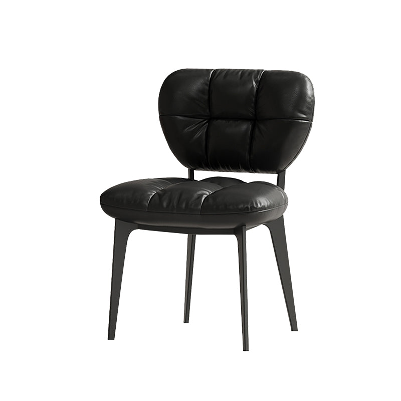 Modern Luxury Microfiber Leather & Carbon Steel Dining Chair With High-Density Sponge Cushion For Dining Room