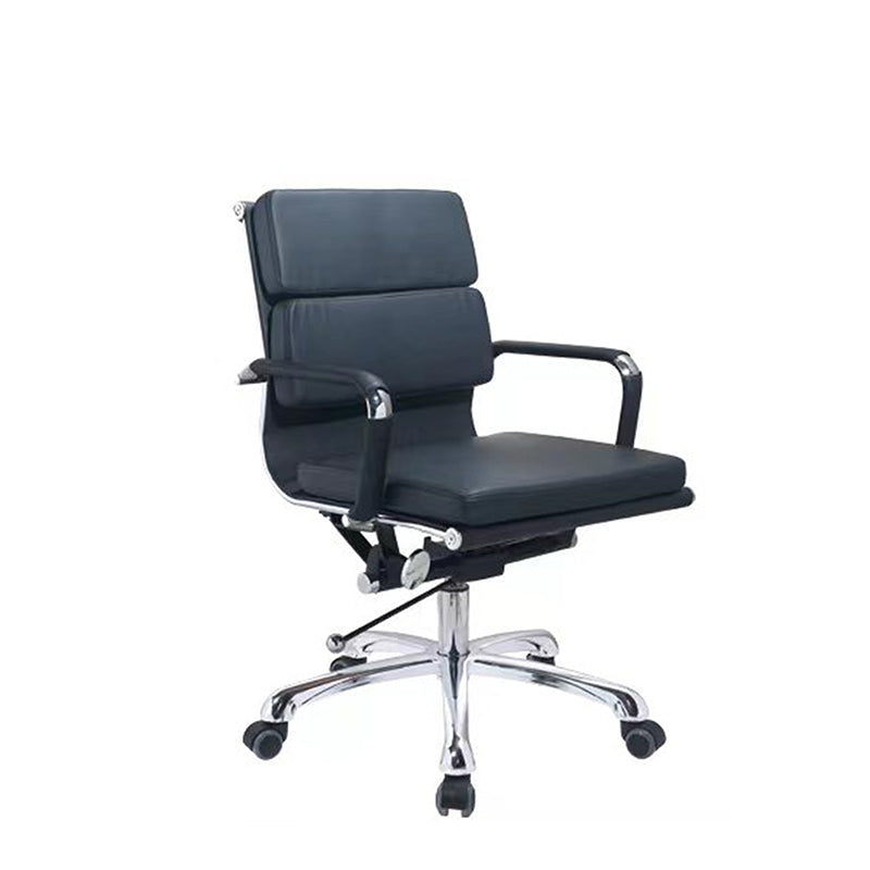 Modern Low-Back Ergonomic Office Chair - Adjustable Swivel Aluminum Alloy Leather Desk Chair With Wheels For Home & Office Use