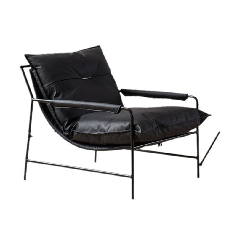 Contemporary Retro Curve Carbon Steel Cat Scratch Leather Accent Chair With Backrest Armrest For Living Room