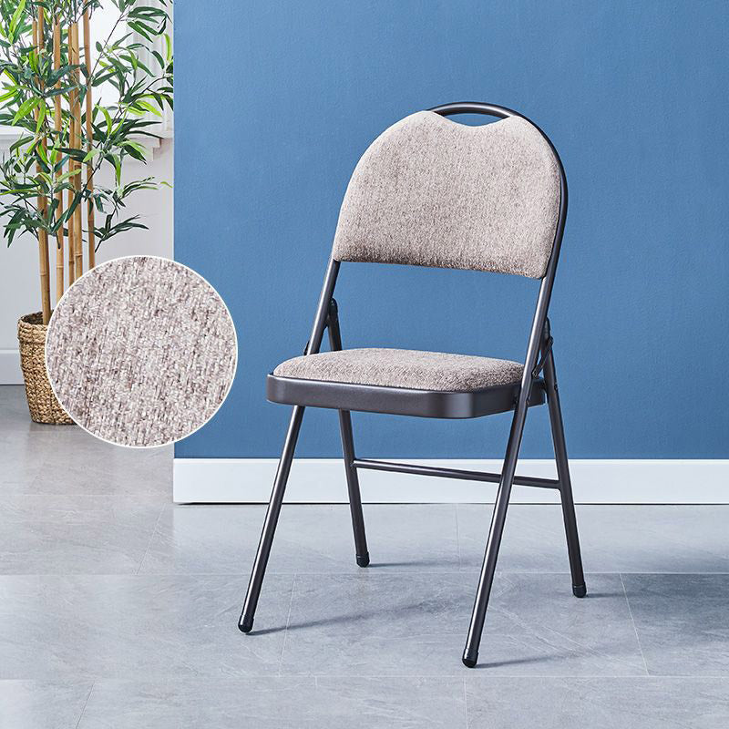 Modern Minimalist Cotton-linen Blend Carbon Steel Square Folding Dining Chair For Restaurant & Home Use