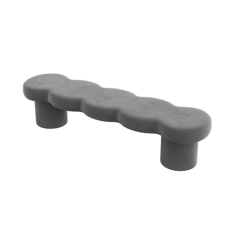 Contemporary Creative Solid Wood Wave-Design Bench With Faux Leather/Velvet For Entryway