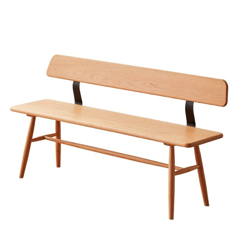 Modern Minimalist Solid Wood Rectangular Bench With Backrest For Dining Room & Bedroom & Living Room