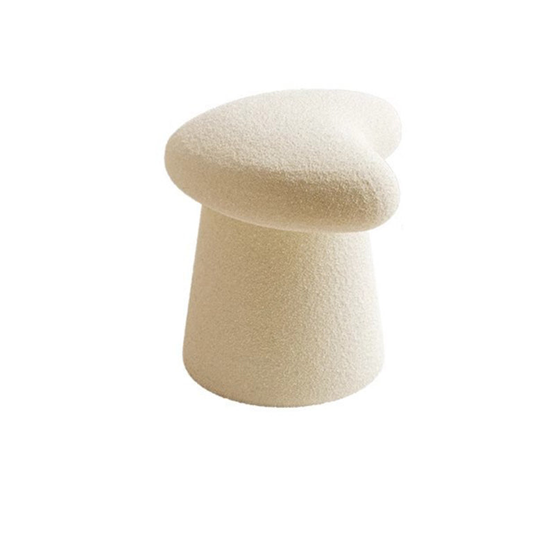 Modern Minimalist Solid Wood Plywood & Sherpa Fabric Whale-Tail Cushion Vanity Stool With Cylindrical Base For Bedroom