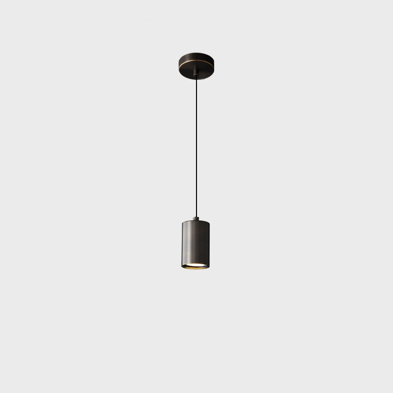 Modern Minimalist Cylinder Copper 1-Light Pendant Light For Living Room & Bedroom