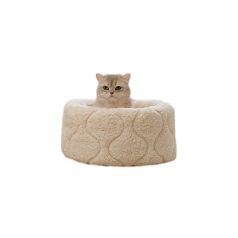 Contemporary Creative Polyester Plush Round Pet Dog Bed & Cat Ped Foldable Washable All-Season For Living Room