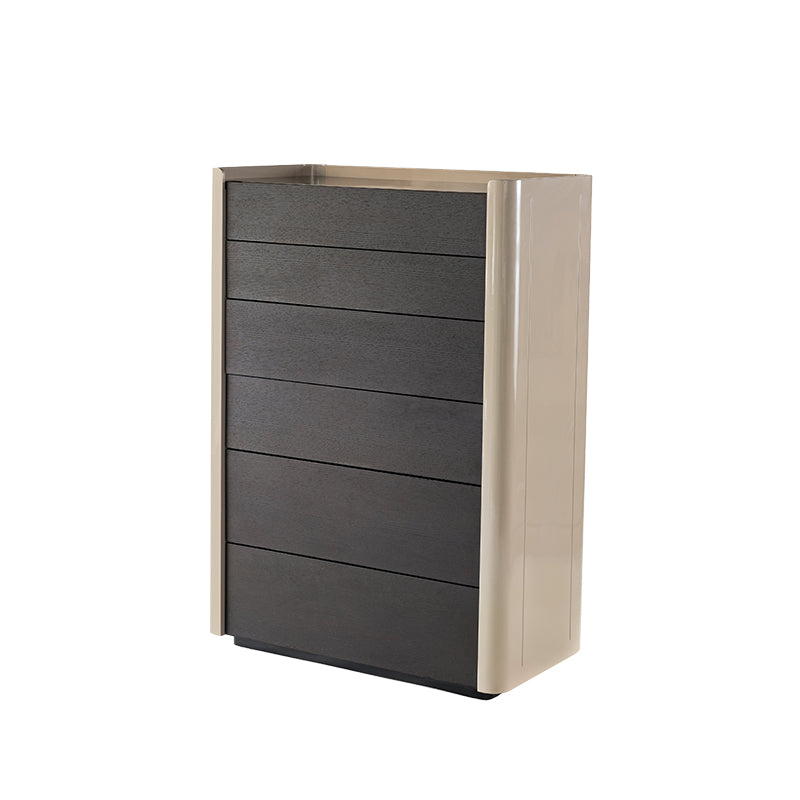 Modern Minimalist Rectangular Storage Cabinet With 6 Drawers - E1 MDF Chest Organizer For Living Room