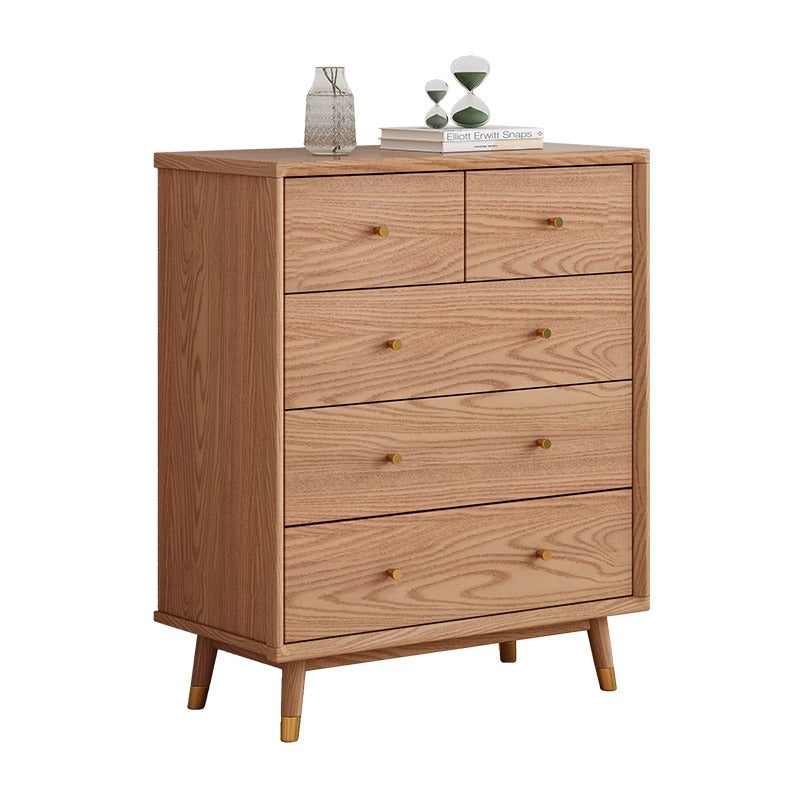 Contemporary Nordic Solid Wood & Plywood Rectangular Storage Cabinet 5/6 Drawers For Living Room
