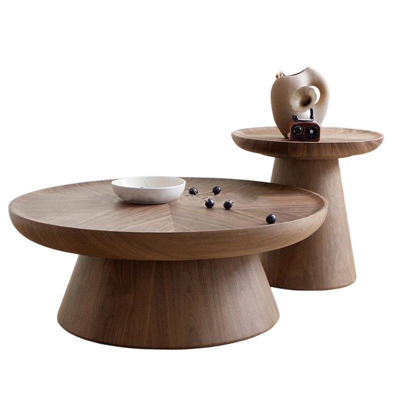 Modern Minimalist MDF Round Coffee Table Set With Raised Edges For Living Room