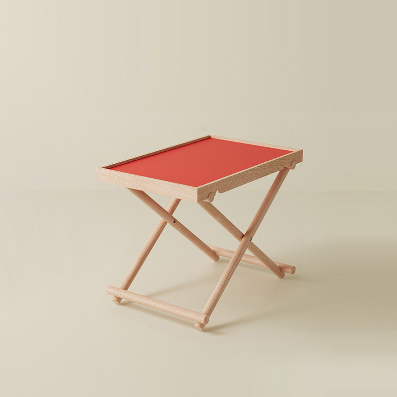 Modern Minimalist Rectangular Solid Wood & MDF Rectangular Side Table With Foldable Design & Adjustable Height For Living Room And Bedroom