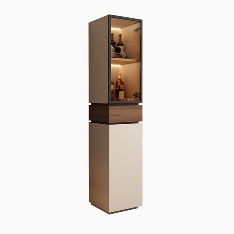Modern Luxury Solid Wood Eco-Board & Glass Rectangular Display Rack With 2 Cabinets & 1 Drawer For Living Room