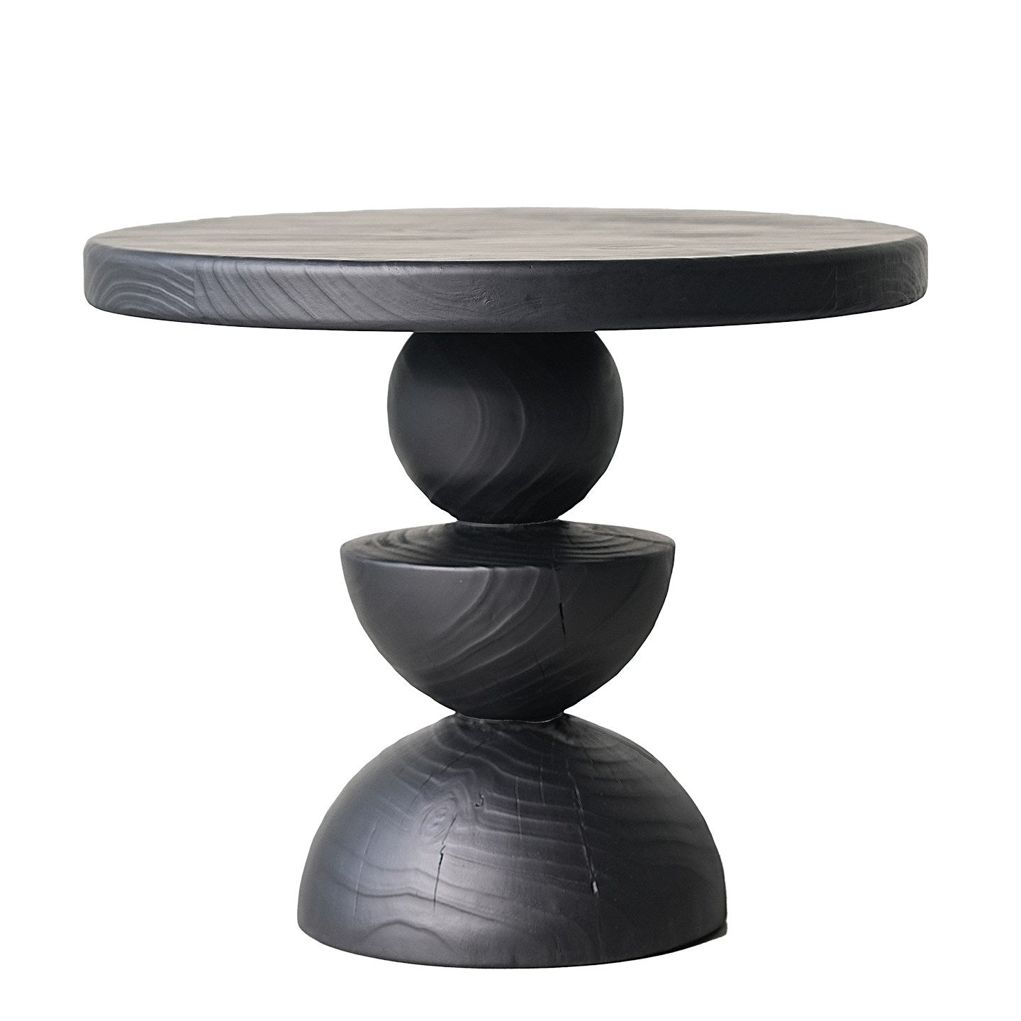 Contemporary Creative Sculptural Art-Inspired Solid Wood Round Side Table For Living Room