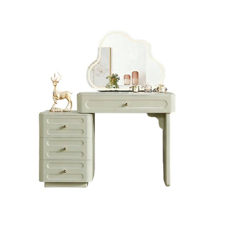 Expandable Modern Vanity Desk With 3-Drawer Cabinet - MDF & Solid Particle Board Minimalist Makeup Vanity With Storage For Bedroom