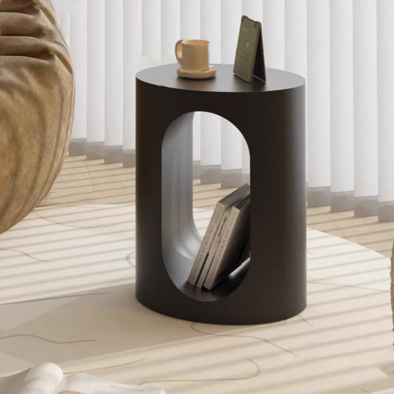 Contemporary Creative Iron Oval Elegant Decorative Side Table With 2-Tier Storage For Living Room & Bedroom