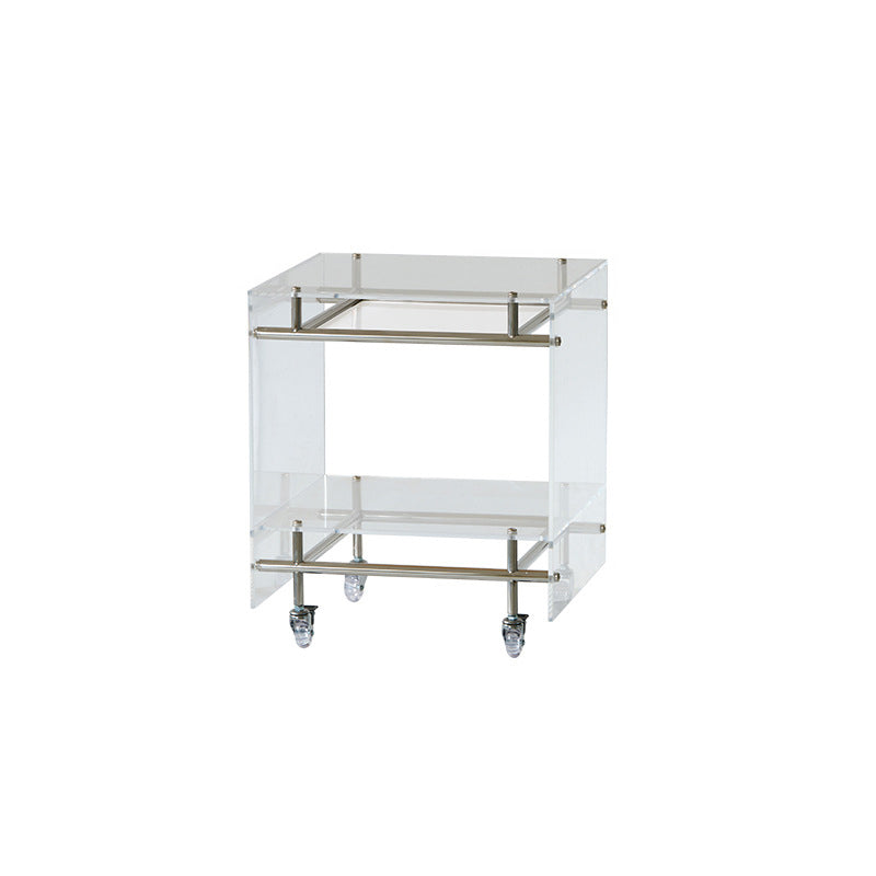 Acrylic Rolling End Table with Stainless Steel Frame – Modern Minimalist 3-Tier Side Table