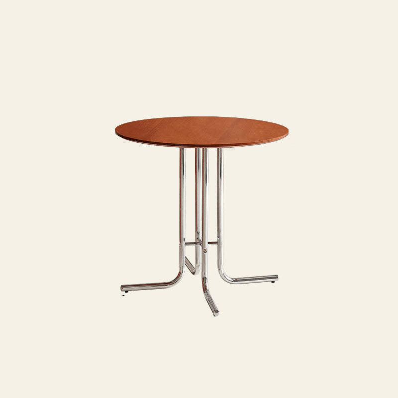 Modern Minimalist Round Bent-tube Plywood Wrought Iron Dining Table For 2 Seats