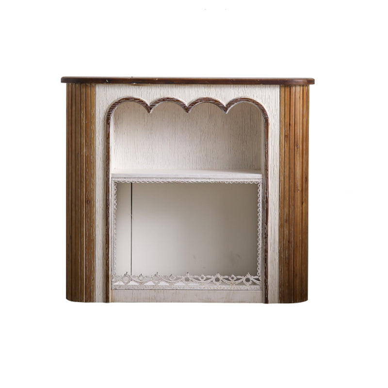 Traditional Rustic Wood MDF Rectangular Console Table With Classic Carvings, 3-Tier Design For Living Room