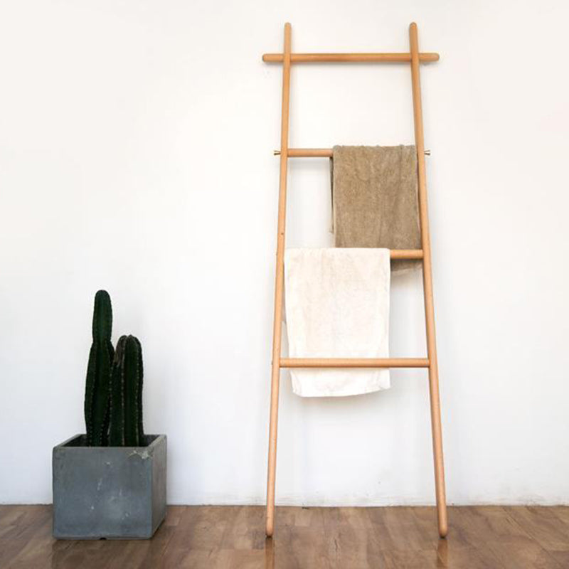 Modern Minimalist Solid Wood Ladder Hall Tree - Ladder-Style Towel & Garment Stand For Bedroom & Bathroom