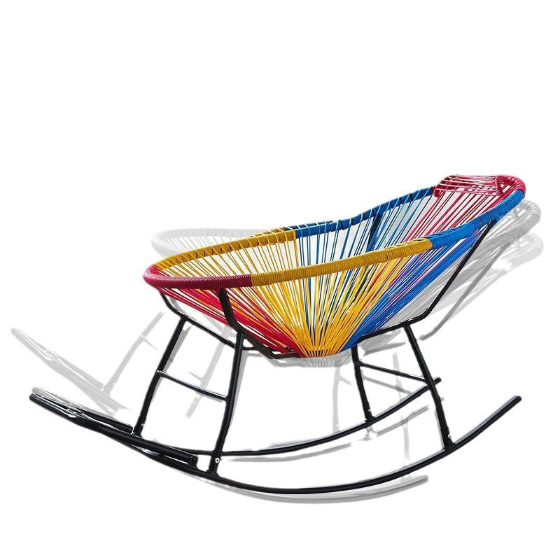 Contemporary Creative PE Rattan Steel Nest-Shaped Rocking Chair Armrest Backrest For Living Room