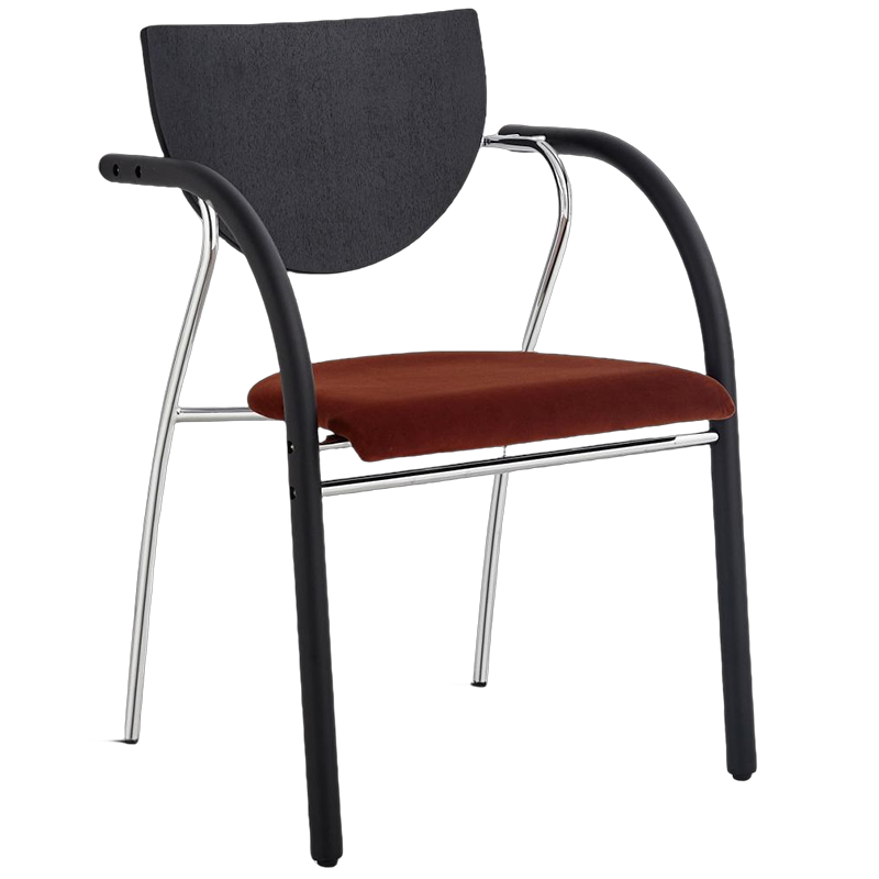 Modern Art Deco Curved Plywood Iron Velvet Faux Leather Dining Chair Backrest Armrest For Dining Room