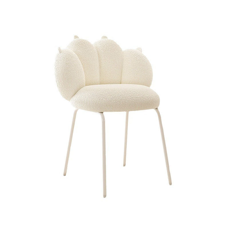 Modern Minimalist Cat-Claw-Shaped Sherpa Fabric Carbon Steel Vanity Stool Backrest Armless For Bedroom