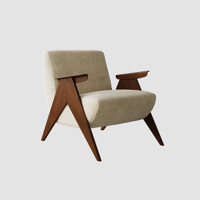Traditional Vintage Rectangular Solid Wood Velvet Accent Chair Backrest Armrest For Living Room