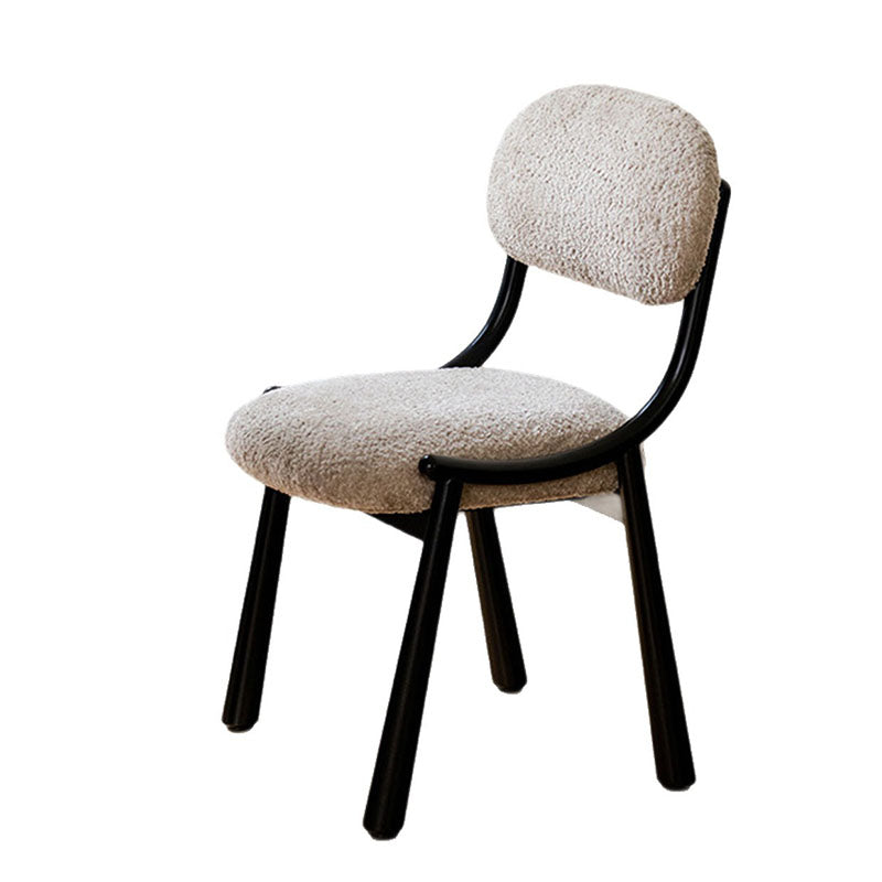 Contemporary Nordic Curved Snowflake Velvet Carbon Steel Dining Chair Backrest Armless For Dining Room & Kitchen