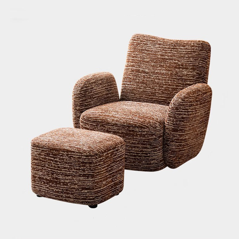 Traditional Vintage Rectangular Cotton-Linen Solid Wood Accent Chair Backrest Armrest For Living Room
