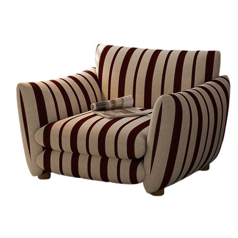 Traditional French Rectangular Linen-Cotton Printed Velvet Ring-Weave Solid Wood Accent Chair Backrest Armrest For Living Room