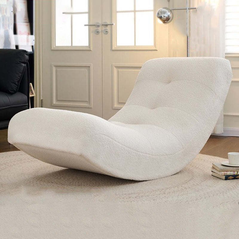 Modern Minimalist Curved Rectangular Sherpa Fabric Solid Wood Rocking Chair Backrest Armless For Living Room
