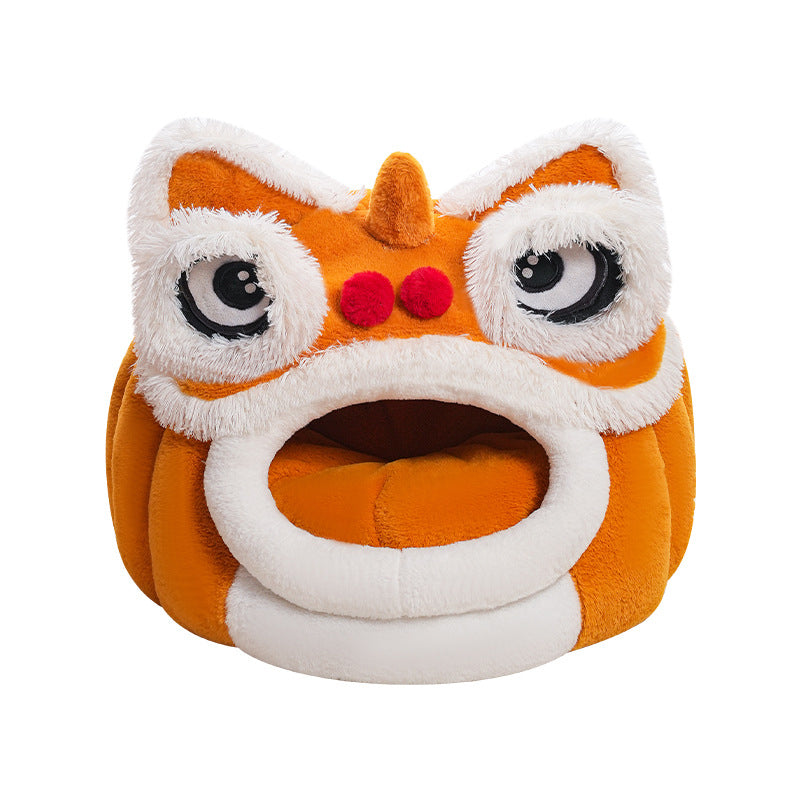 Contemporary Creative Lion-Shaped Design Velvet Cotton Cat Bed For Bedroom