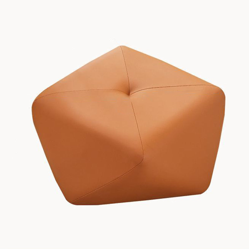 Contemporary Luxury Octagonal Cat Claw Leather Wooden Low Stool Backless Armless For Living Room