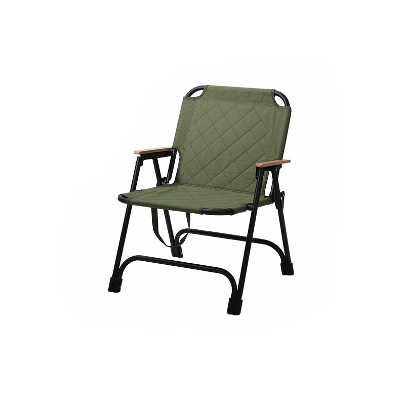 Modern Minimalist Rectangular Diamond-Pattern Carbon Steel Oxford Fabric Beech Wood Folding Camping Chair Backrest Armrest For Garden