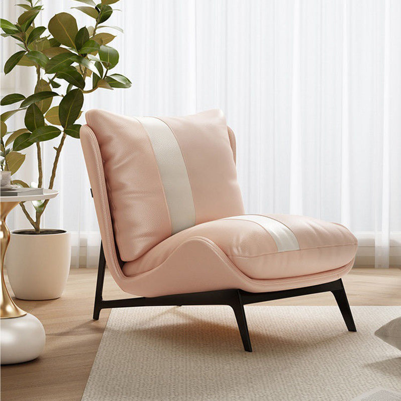 Modern Minimalist Rectangular Microfiber Leather Carbon Steel Accent Chair Backrest Armless For Living Room