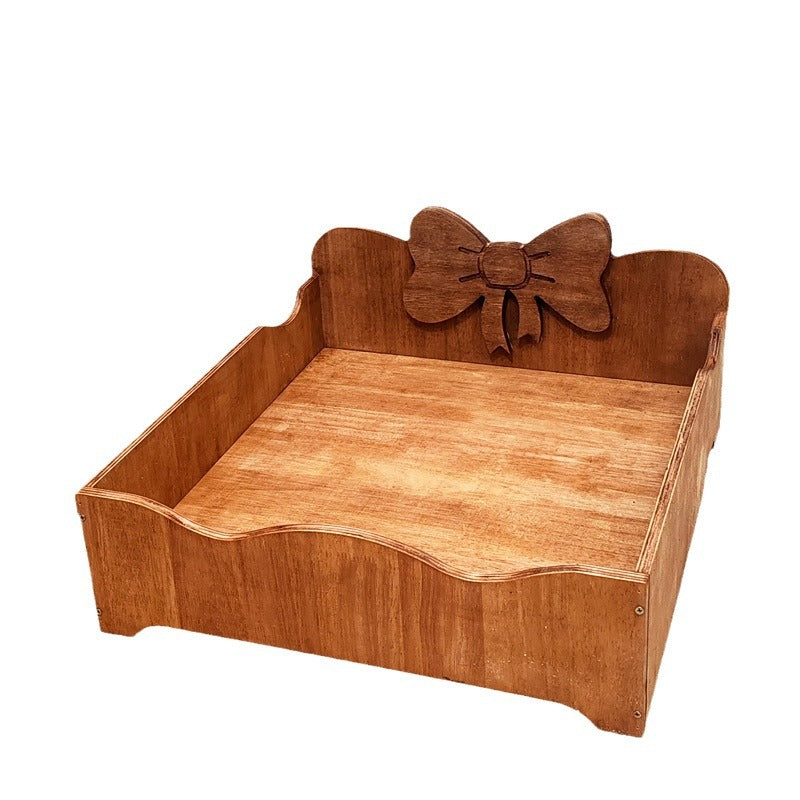 Contemporary Creative Rectangular Bow-Shaped Poplar Wood Cat Bed & Dog Bed For Bedroom