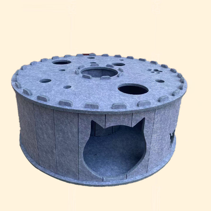 Contemporary Creative Cylindrical Donut-Shaped Porous Design Felt Tunnel Cat Bed For Bedroom