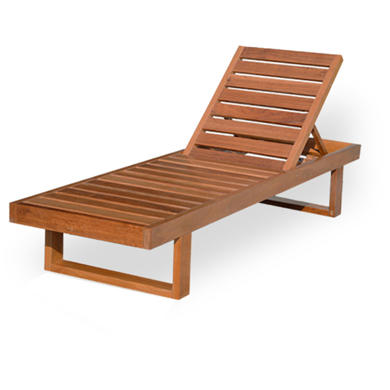 Modern Minimalist Rectangular Curved Solid Tropical Hardwood Pine Wood Folding Recliner For Outdoor