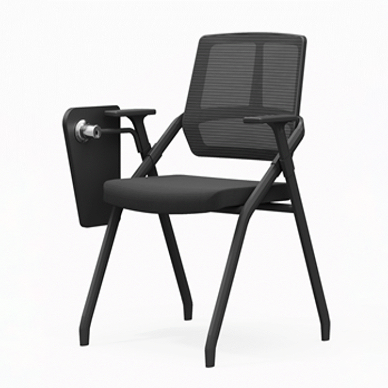 Modern Ergonomic Folding Training Chair With 180° Tablet Arm - Rectangular Nesting Desk Chair With Flip-up Seat & Breathable Mesh Back For Home Office
