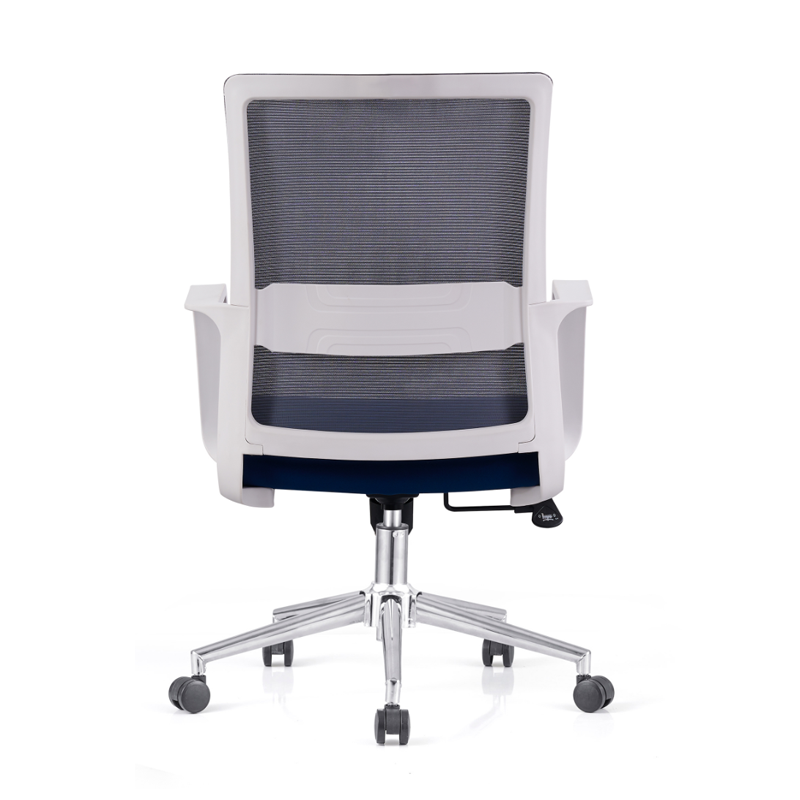 Modern Adjustable Mid-Back Mesh Work Chair - Rectangular Lumbar Support Noise-Reducing PU Casters Desk Chair For Home Office