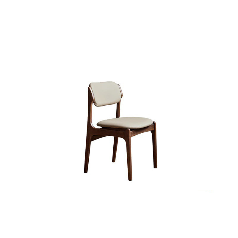Contemporary Scandinavian Square Solid Wood High-Quality Faux Leather Backrest Dining Chair For Dining Room