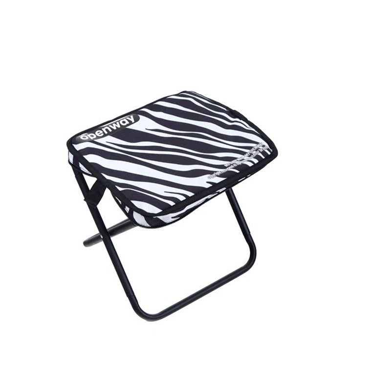 Modern Minimalist Rectangular Carbon Steel Oxford Fabric Foldable Backrest Striped/Plaid Folding Stool For Outdoor